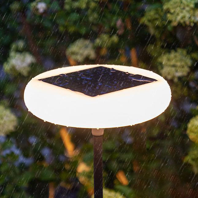 Modern Simplicity Solar Rechargeable Waterproof Round Aluminum PE LED Standing Floor Lamp Outdoor Light For Garden