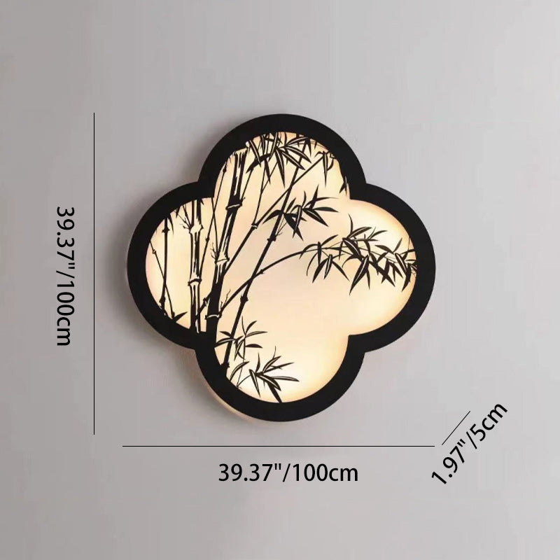 Traditional Chinese Solar Waterproof Bamboo Leaf Iron Acrylic LED Wall Sconce Lamp For Outdoor Patio