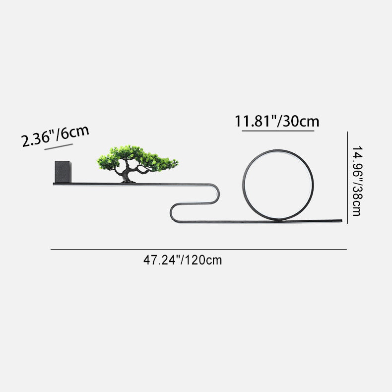 Modern Art Deco Solar Waterproof Aluminum PVC Painting Pine Tree Circle LED Wall Sconce Lamp For Outdoor Patio