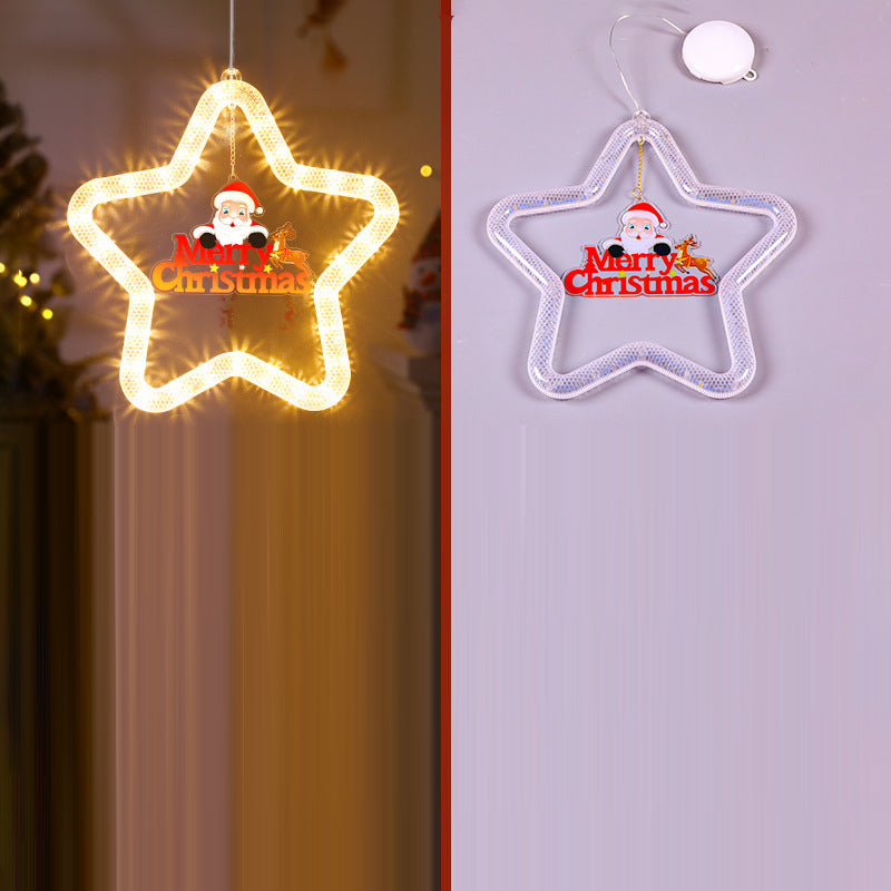 Modern Art Deco Battery Acrylic Star Santa Christmas Decoration Hanging Sucker LED Wall Sconce Lamp For Dining Room