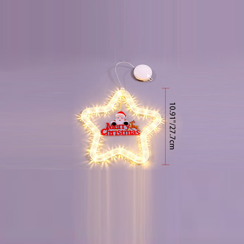 Modern Art Deco Battery Acrylic Star Santa Christmas Decoration Hanging Sucker LED Wall Sconce Lamp For Dining Room