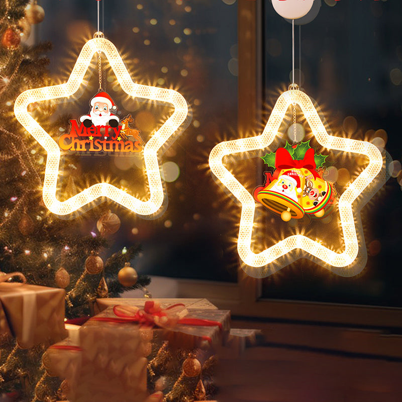 Modern Art Deco Battery Acrylic Star Santa Christmas Decoration Hanging Sucker LED Wall Sconce Lamp For Dining Room