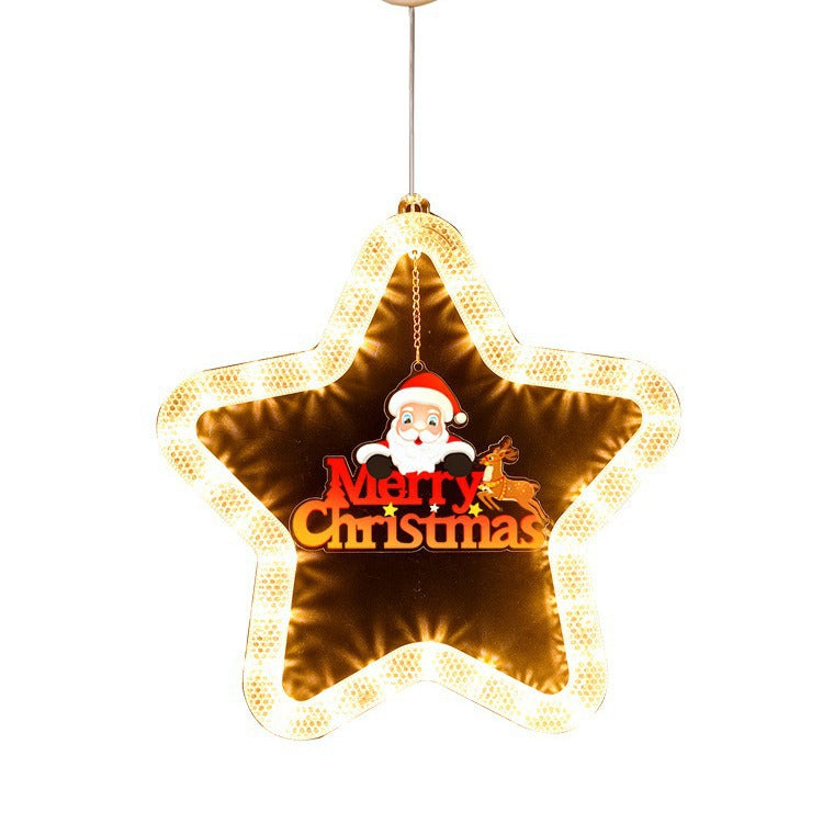 Modern Art Deco Battery Acrylic Star Santa Christmas Decoration Hanging Sucker LED Wall Sconce Lamp For Dining Room