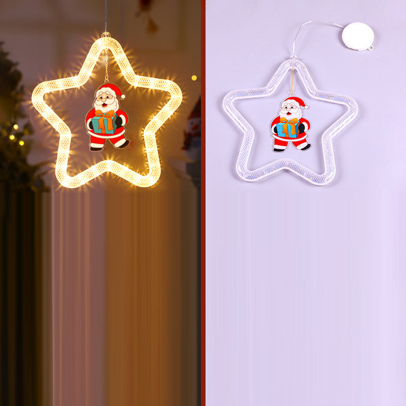 Modern Art Deco Battery Acrylic Star Santa Christmas Decoration Hanging Sucker LED Wall Sconce Lamp For Dining Room