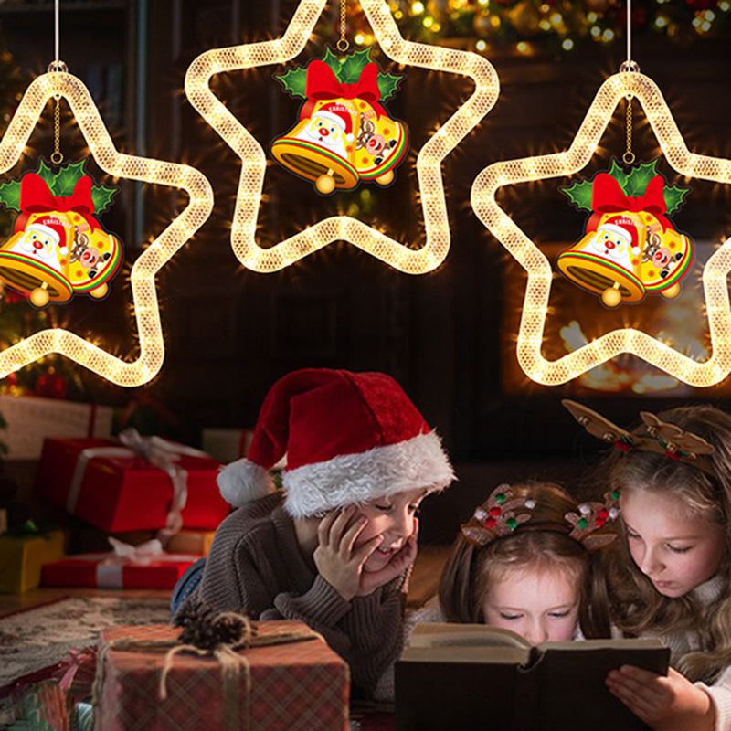 Modern Art Deco Battery Acrylic Star Santa Christmas Decoration Hanging Sucker LED Wall Sconce Lamp For Dining Room