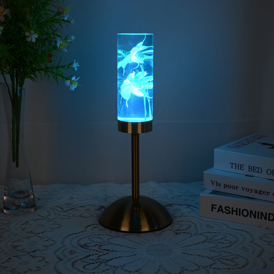 Contemporary Creative USB Rechargeable Eternal Flower Daisy Dandelion Cylinder Iron Acrylic LED Table Lamp Night Light For Bedside