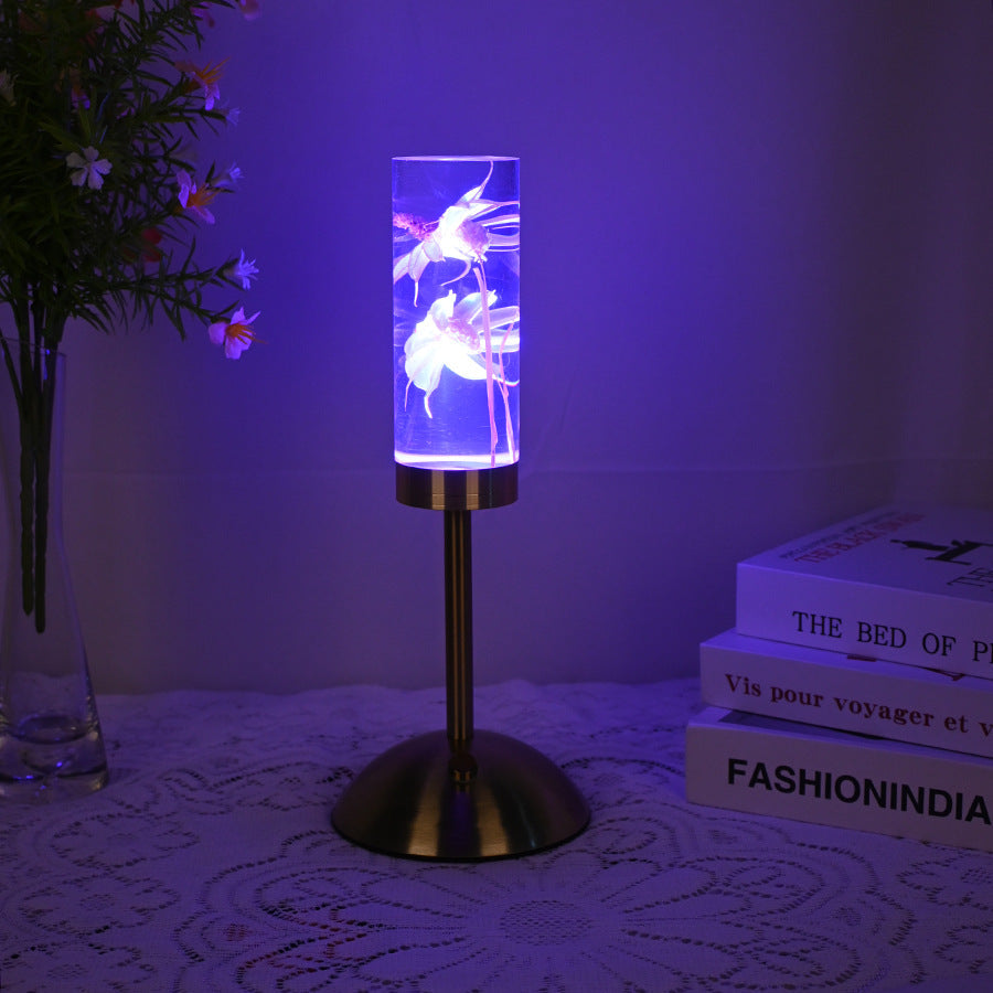 Contemporary Creative USB Rechargeable Eternal Flower Daisy Dandelion Cylinder Iron Acrylic LED Table Lamp Night Light For Bedside