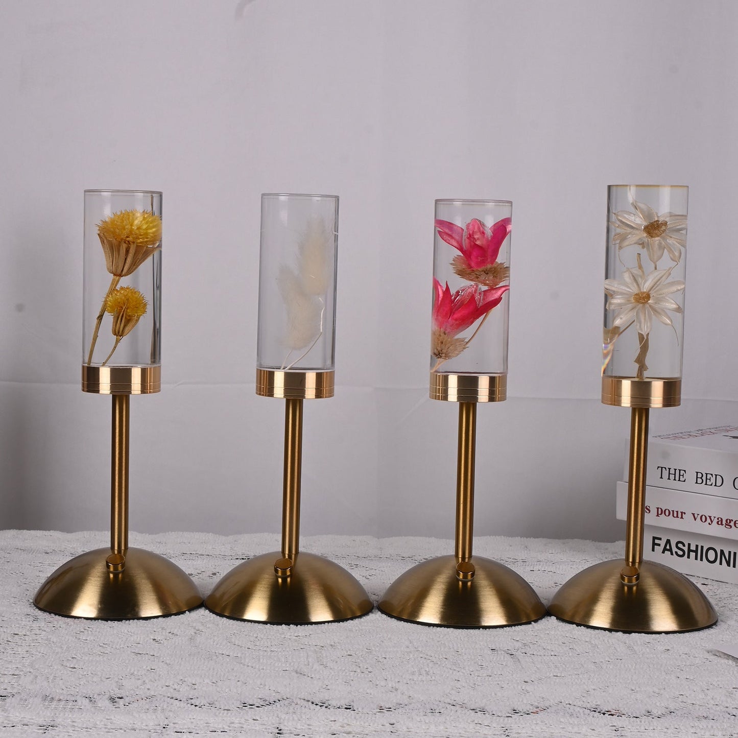 Contemporary Creative USB Rechargeable Eternal Flower Daisy Dandelion Cylinder Iron Acrylic LED Table Lamp Night Light For Bedside