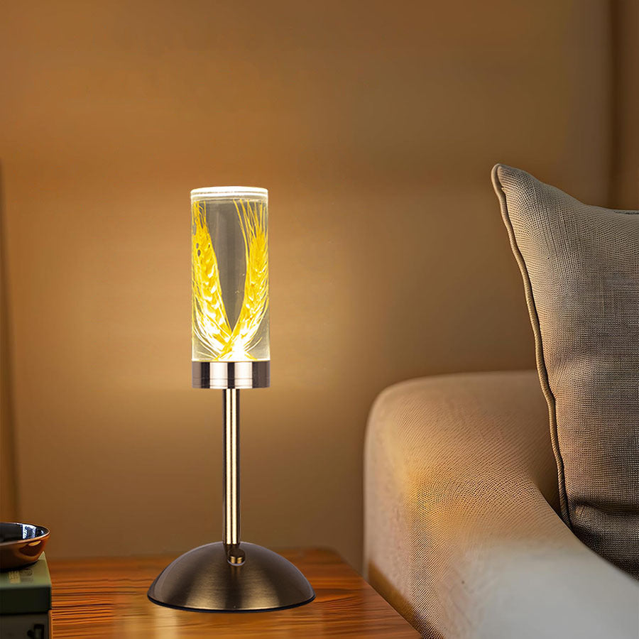 Contemporary Creative USB Rechargeable Eternal Flower Daisy Dandelion Cylinder Iron Acrylic LED Table Lamp Night Light For Bedside