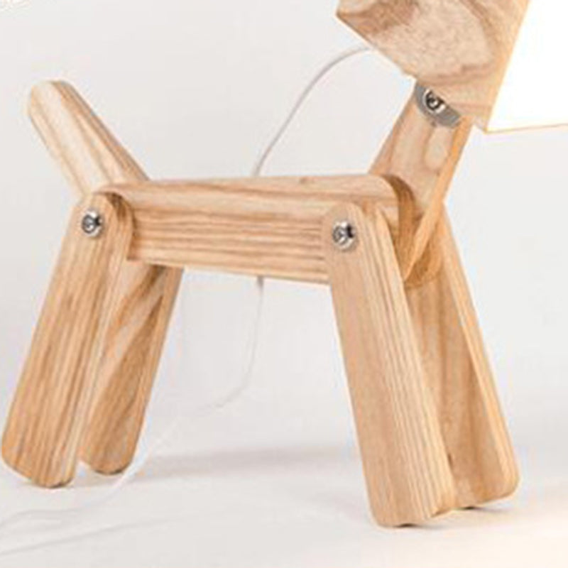 Contemporary Nordic Wood Hardware Acrylic Cute Puppy Adjustable LED Table Lamp For Study