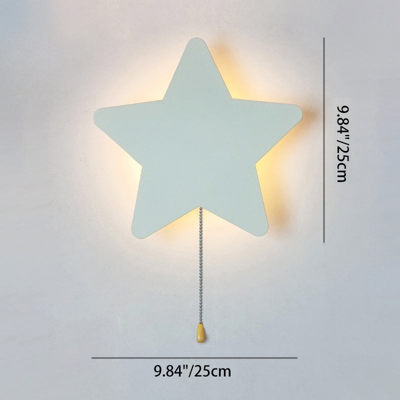 Contemporary Creative Battery Kids Iron Cloud Star Animal Cartoon Pull Chain LED Wall Sconce Lamp For Bedside