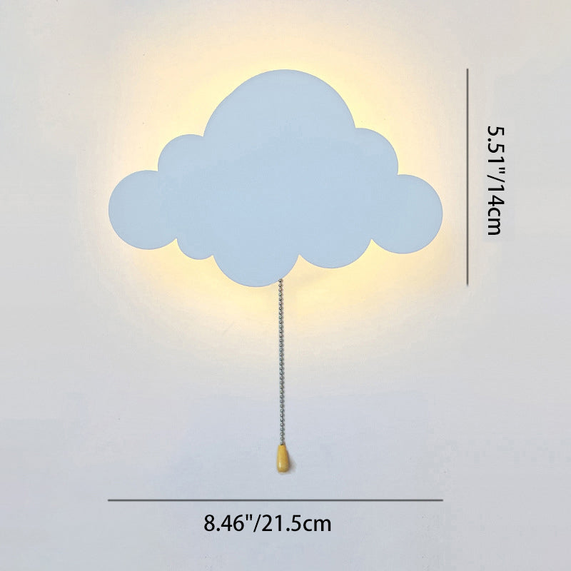 Contemporary Creative Battery Kids Iron Cloud Star Animal Cartoon Pull Chain LED Wall Sconce Lamp For Bedside