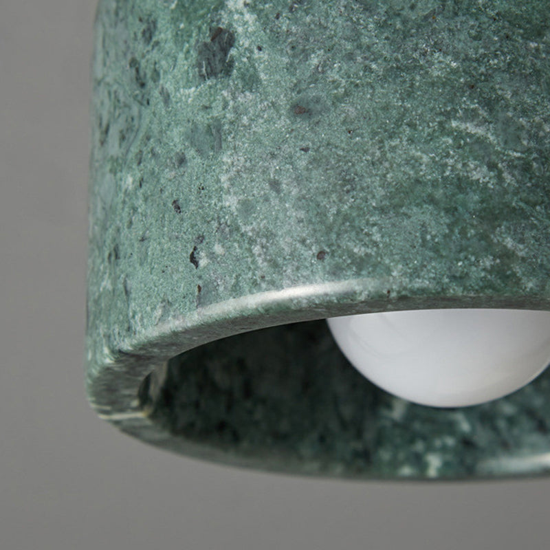 Contemporary Nordic Marble Metal Glass Cylinder Round 1-Light Semi-Flush Mount Ceiling Light For Hallway