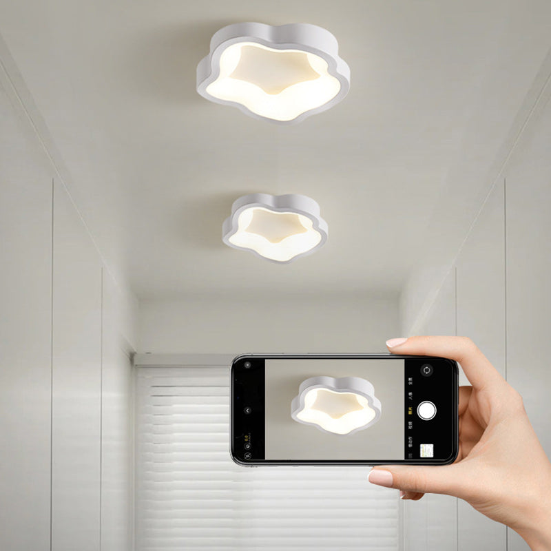 Contemporary Scandinavian Iron Acrylic Flower Round Cloud LED Flush Mount Ceiling Light For Hallway