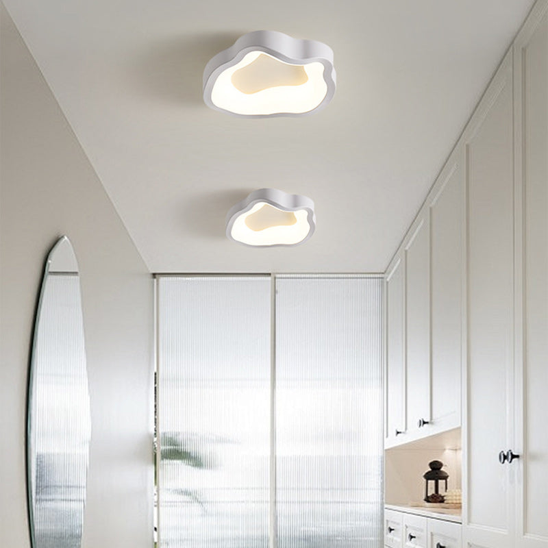 Contemporary Scandinavian Iron Acrylic Flower Round Cloud LED Flush Mount Ceiling Light For Hallway