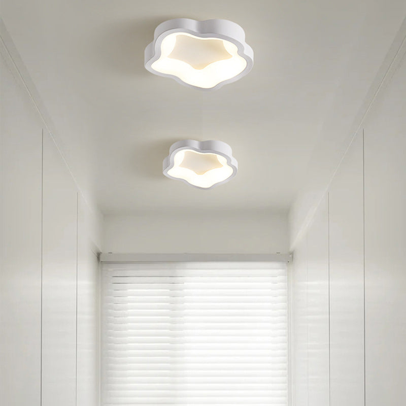 Contemporary Scandinavian Iron Acrylic Flower Round Cloud LED Flush Mount Ceiling Light For Hallway
