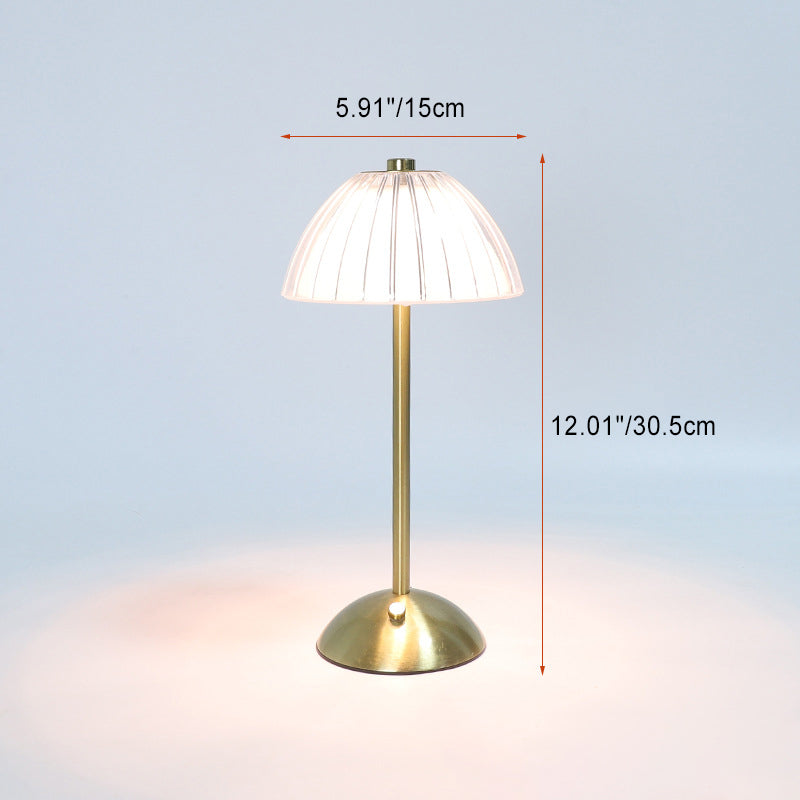 Contemporary Retro Rechargeable Iron PS Conic Cylinder Skirt Striped LED Table Lamp For Bedside