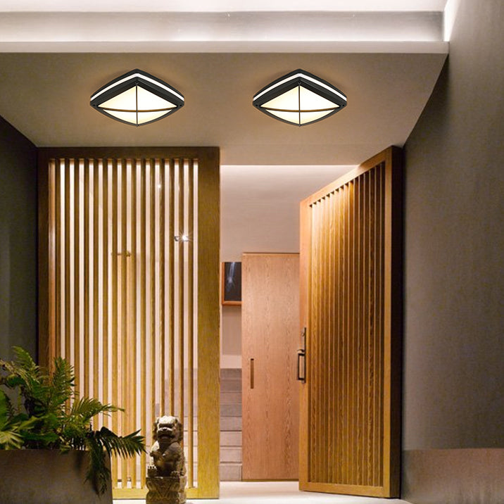 Modern Simplicity Waterproof Aluminum Acrylic Square Line LED Outdoor Flush Mount Ceiling Light For Outdoor Patio