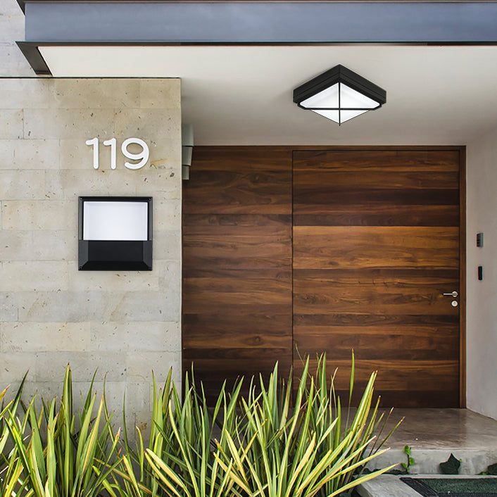 Modern Simplicity Waterproof Aluminum Acrylic Square Line LED Outdoor Flush Mount Ceiling Light For Outdoor Patio