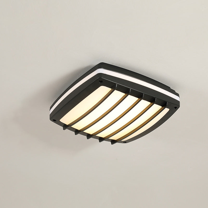 Modern Simplicity Waterproof Aluminum Acrylic Square Line LED Outdoor Flush Mount Ceiling Light For Outdoor Patio