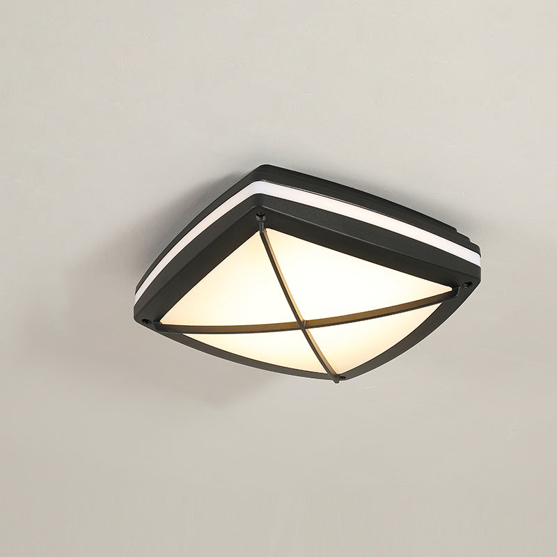 Modern Simplicity Waterproof Aluminum Acrylic Square Line LED Outdoor Flush Mount Ceiling Light For Outdoor Patio