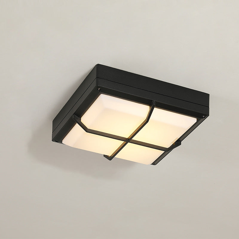 Modern Simplicity Waterproof Aluminum Acrylic Square Line LED Outdoor Flush Mount Ceiling Light For Outdoor Patio
