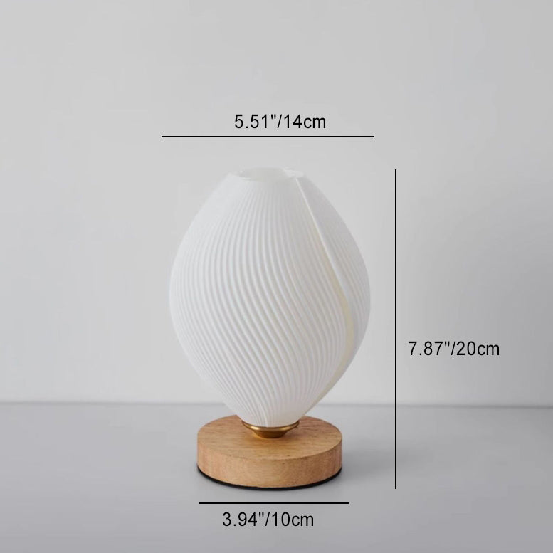 Contemporary Nordic Wood PLA ABS Bud Tulip Mango Striped 1-Light Table Lamp Night Light For Bedside