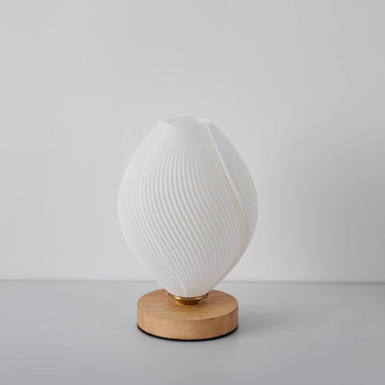 Contemporary Nordic Wood PLA ABS Bud Tulip Mango Striped 1-Light Table Lamp Night Light For Bedside