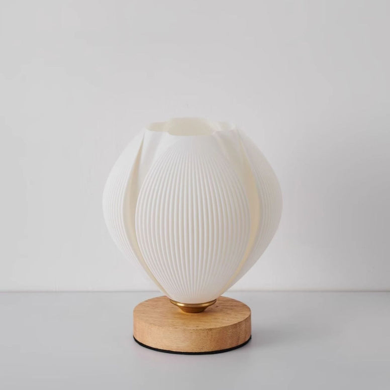 Contemporary Nordic Wood PLA ABS Bud Tulip Mango Striped 1-Light Table Lamp Night Light For Bedside