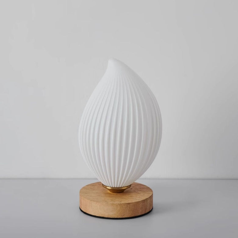 Contemporary Nordic Wood PLA ABS Bud Tulip Mango Striped 1-Light Table Lamp Night Light For Bedside