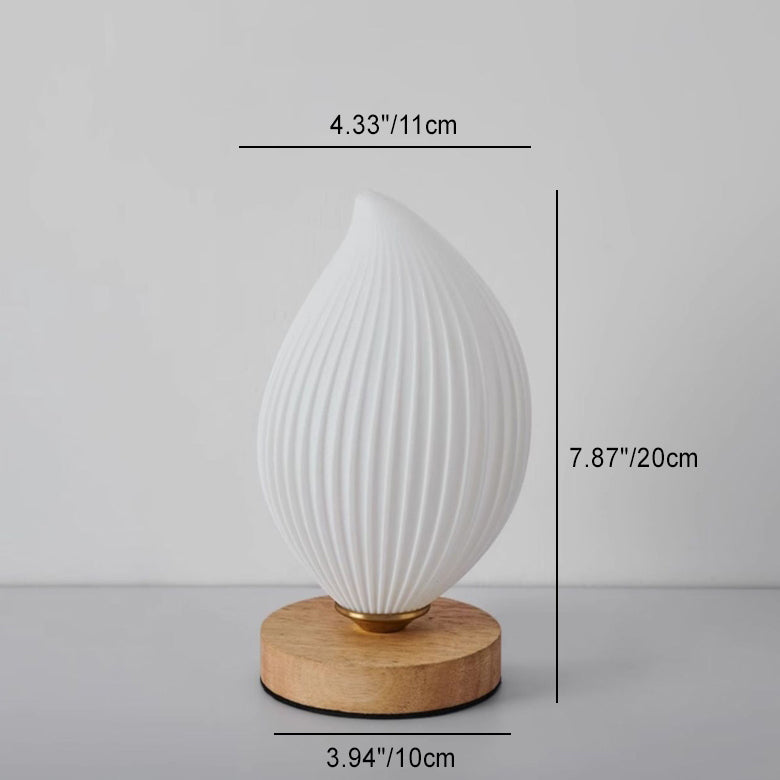 Contemporary Nordic Wood PLA ABS Bud Tulip Mango Striped 1-Light Table Lamp Night Light For Bedside