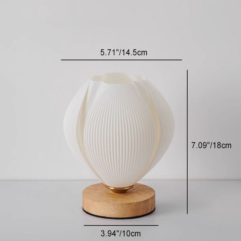 Contemporary Nordic Wood PLA ABS Bud Tulip Mango Striped 1-Light Table Lamp Night Light For Bedside