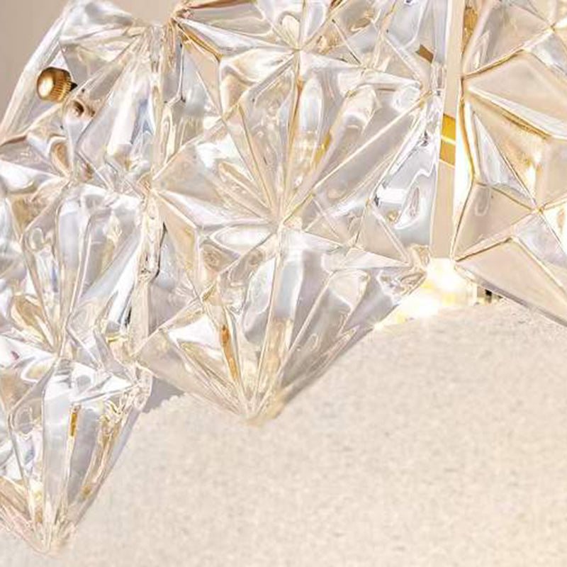 Contemporary Luxury Glass Aluminum Iron Round Frosted Snowflake 5/6/8 Light Semi-Flush Mount Ceiling Light For Bedroom