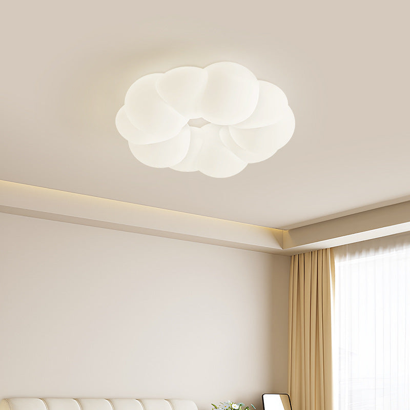 Traditional French Iron PE Cloud Cookie Round LED Flush Mount Ceiling Light For Bedroom