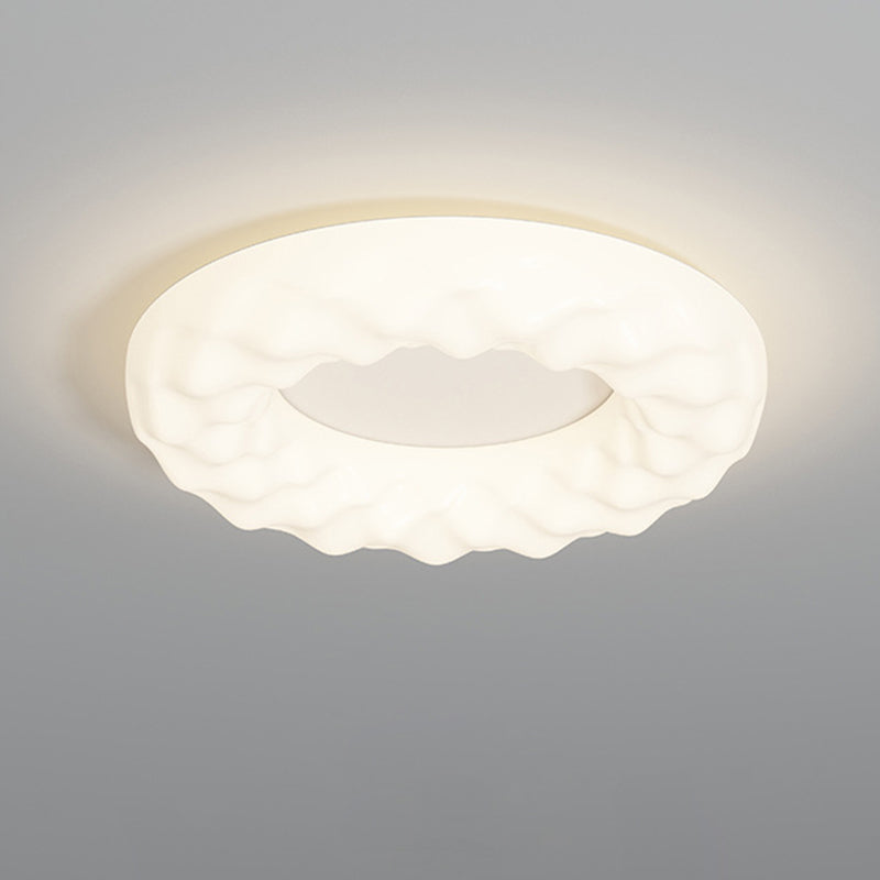 Traditional French Iron PE Cloud Cookie Round LED Flush Mount Ceiling Light For Bedroom