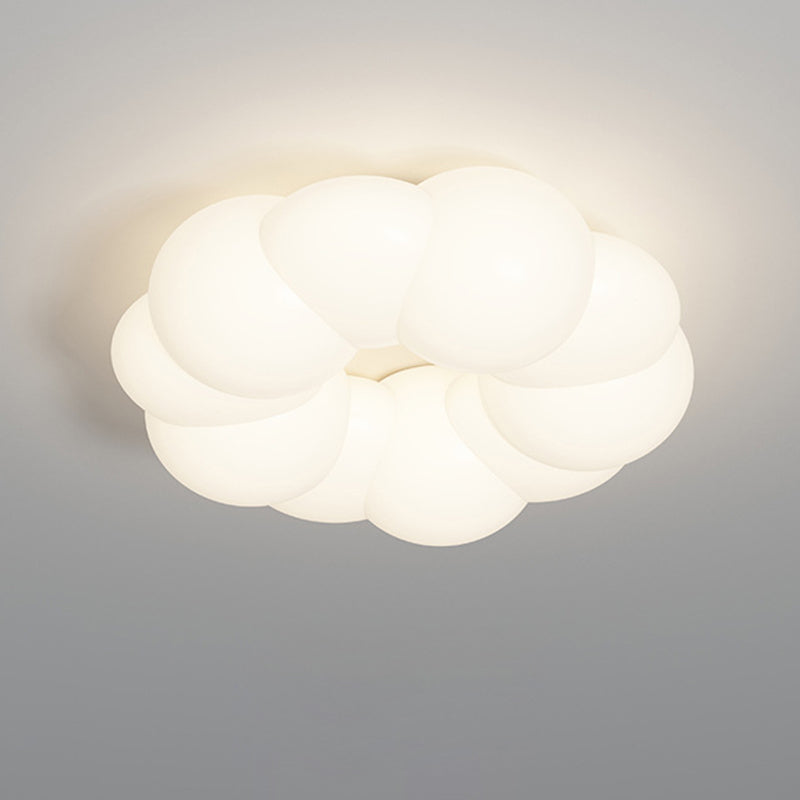Traditional French Iron PE Cloud Cookie Round LED Flush Mount Ceiling Light For Bedroom