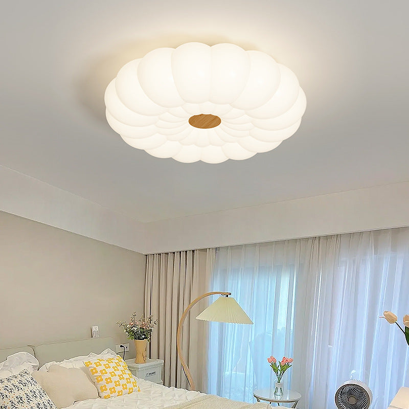 Traditional French Iron PE Cloud Cookie Round LED Flush Mount Ceiling Light For Bedroom