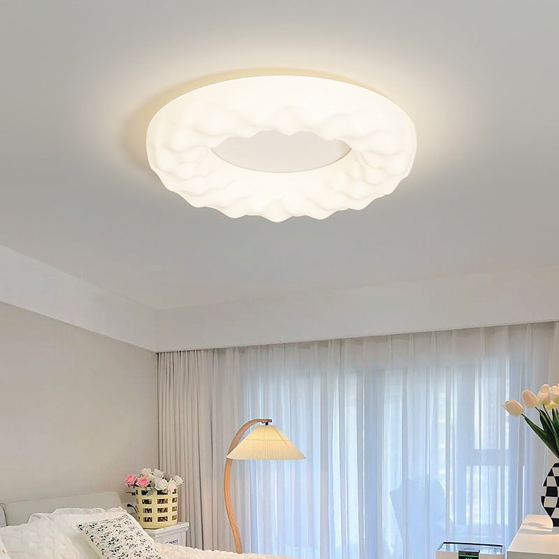 Traditional French Iron PE Cloud Cookie Round LED Flush Mount Ceiling Light For Bedroom