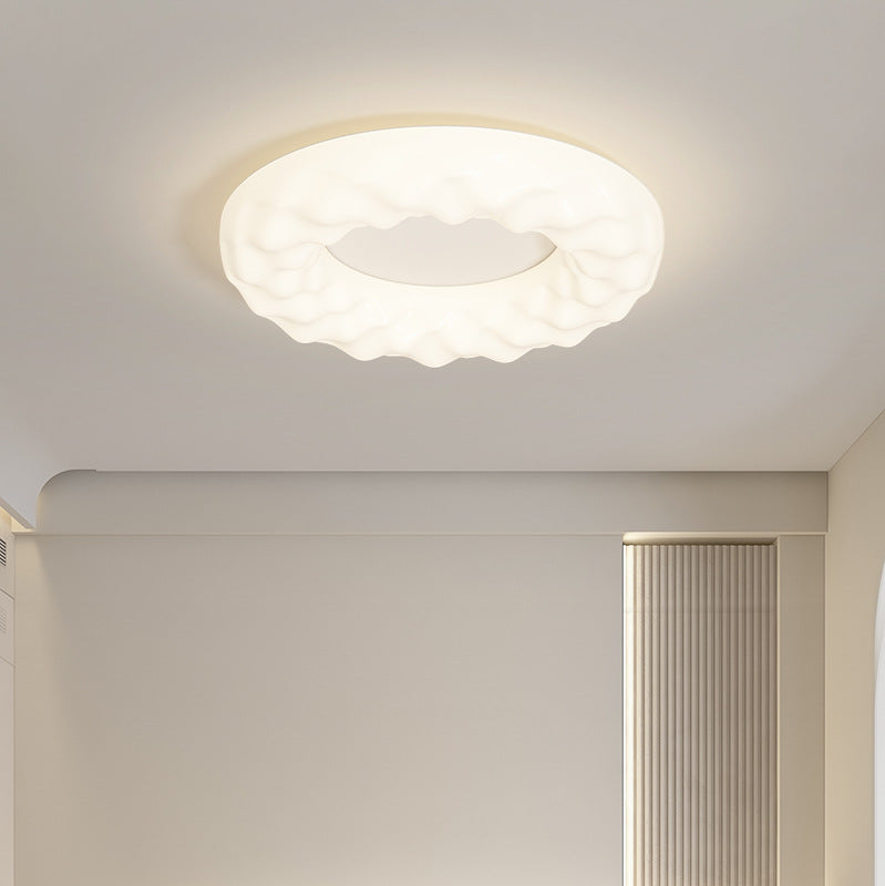 Traditional French Iron PE Cloud Cookie Round LED Flush Mount Ceiling Light For Bedroom