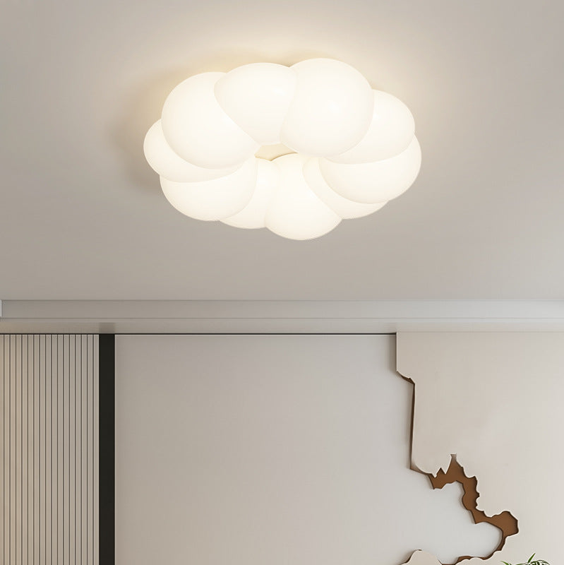 Traditional French Iron PE Cloud Cookie Round LED Flush Mount Ceiling Light For Bedroom