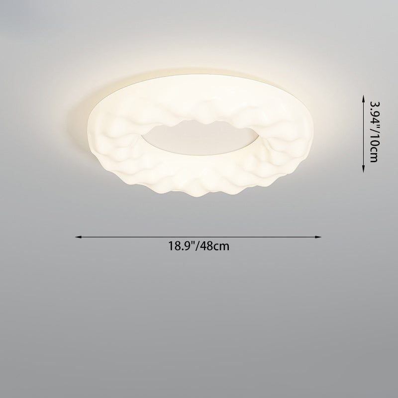 Traditional French Iron PE Cloud Cookie Round LED Flush Mount Ceiling Light For Bedroom
