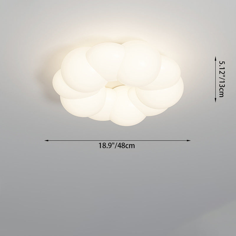 Traditional French Iron PE Cloud Cookie Round LED Flush Mount Ceiling Light For Bedroom