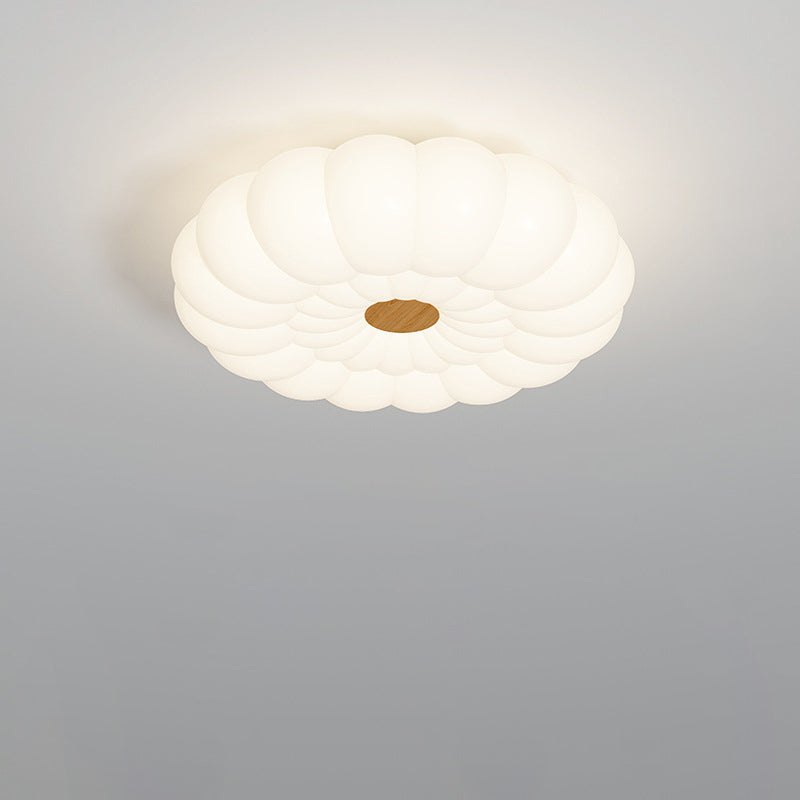 Traditional French Iron PE Cloud Cookie Round LED Flush Mount Ceiling Light For Bedroom