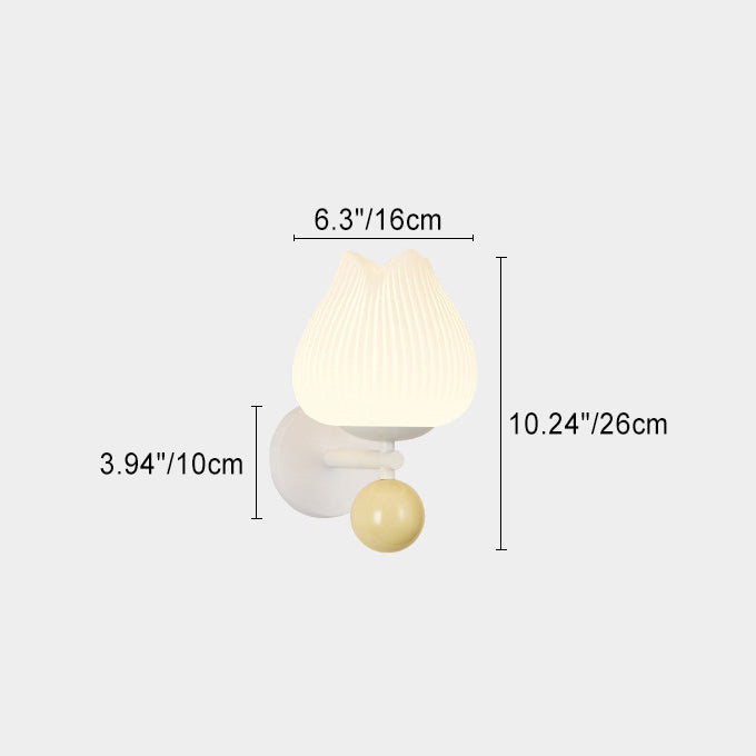 Contemporary Nordic Iron PE Orchid Striped Ball 1-Light Wall Sconce Lamp For Bedside