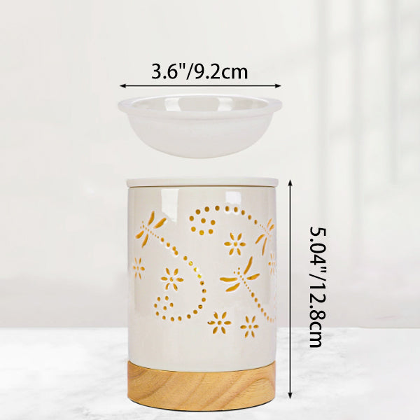 Contemporary Nordic Ceramic Wood Letter Butterfly Hollowed Cylinder 1-Light Melting Wax Table Lamp For Bedside