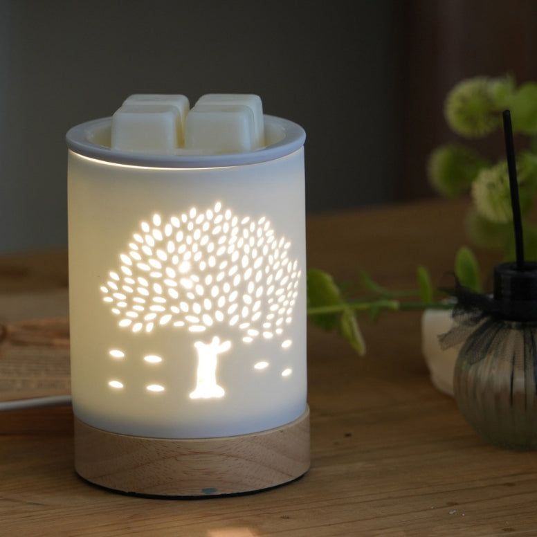 Contemporary Nordic Ceramic Wood Letter Butterfly Hollowed Cylinder 1-Light Melting Wax Table Lamp For Bedside