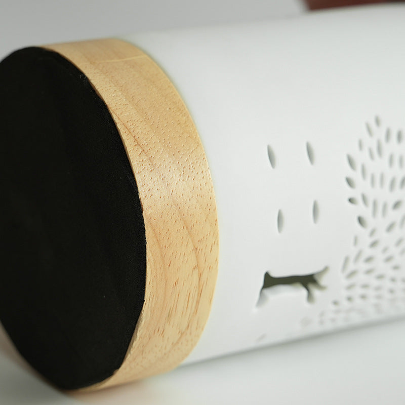 Contemporary Nordic Ceramic Wood Letter Butterfly Hollowed Cylinder 1-Light Melting Wax Table Lamp For Bedside