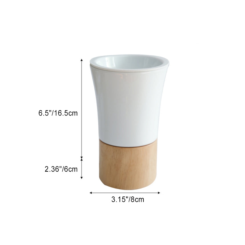 Modern Simplicity Ceramic Wood Cylinder Striped 1-Light Melting Wax Table Lamp Night Light For Bedside