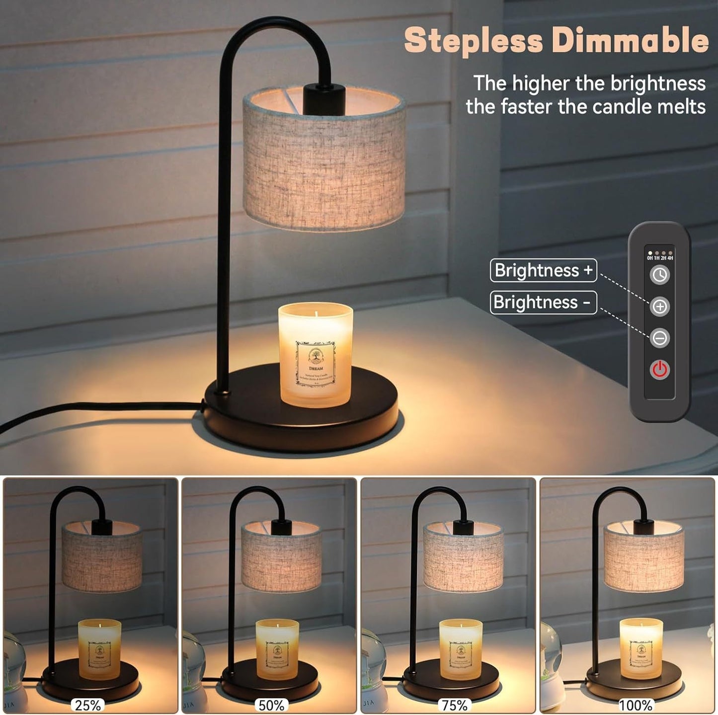 Modern Simplicity Cylinder Liftable Iron Fabric 1-Light Melting Wax Table Lamp For Bedroom