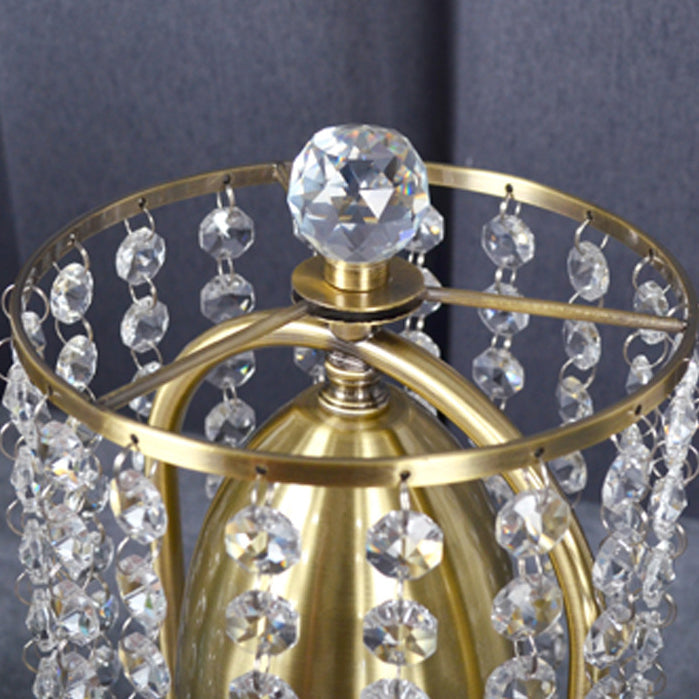 Modern Luxury Iron Crystal Curtain Conic 1-Light Melting Wax Table Lamp For Bedroom